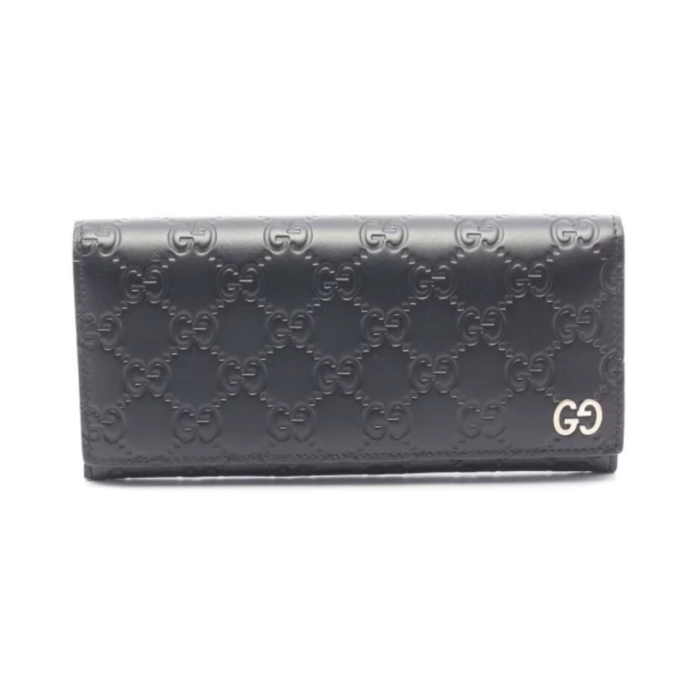 Gucci DORIAN Gucci Guccissima Bi fold Long Wallet Leather Black